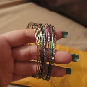 5/$25 16 multicolored bangle bracelets from the 90's